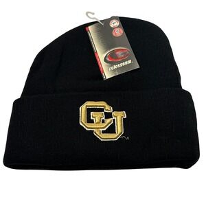 NWT Colosseum Black Zephyr Colorado Buffaloes cuffed beanie with logo.